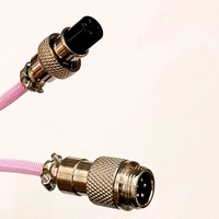 粉色Type-C游戏及键盘线 USB航空插头弹簧线