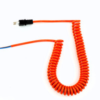 Brazil 3-pin plug orange red spring power cord